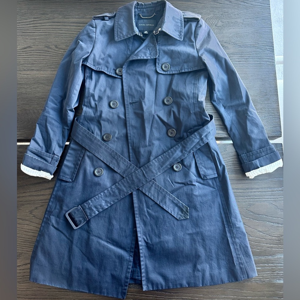 Banana Republic - navy midi trench coat size XS